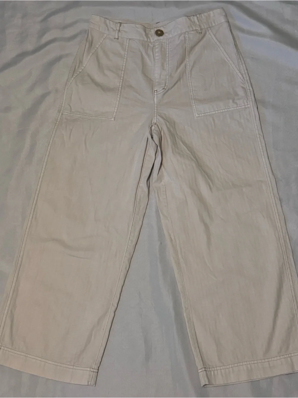 Free People Sunday Skies Herringbone Wide Leg Ankle Length Pants Size 8